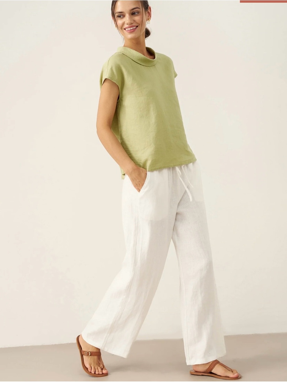 Linen top with Rolled Neck - Picture 3 of 16
